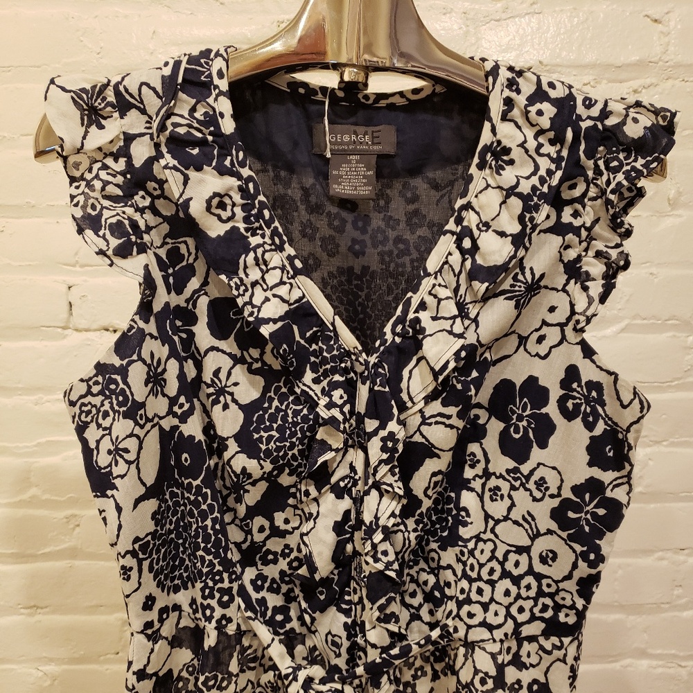 George Cinched Waist & Ruffled Button Up Blouse